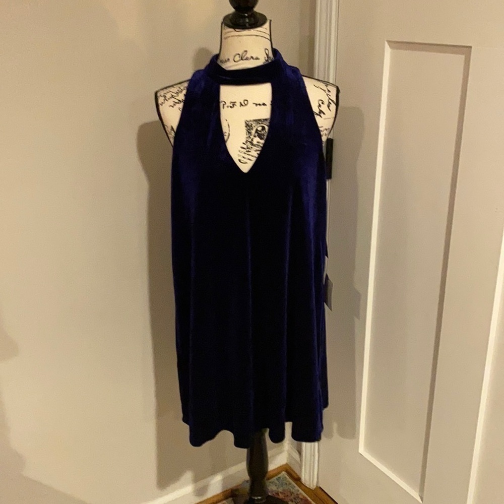 Lulu’s Navy Velour Style Dress Size Medium New - Picture 1 of 10